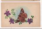 SUPERBE CARTE EN DECOUPIS DE TIMBRES PAPILLON ET FLEURS - Schmetterlinge