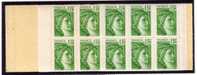 Sabine De Gandon 1,10 Vert Yvert 2058, Carnet De 20 Timbres - 1977-1981 Sabine (Gandon)