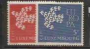 EUROPA-CEPT - LUXEMBOURG 1961 - DOVE FLYING - Yvert # 601/2 - MLH - 1961
