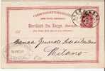 N039/ Arendal, Bankkorrespondenz Nach  Milano, Italien 1890 - Postwaardestukken