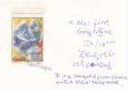 Jugoslawien Autographed Oil Painted Picture Postage Stamp "bouquet Of Paper"  Attached To A Card 1980 - Gravuren