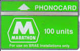 United Kindom-cur006-100units-marathon(thermographic Band) Tirage? 505d-used Card - Plateformes Pétrolières