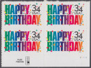 !a! USA Sc# 3558 MNH PLATEBLOCK (LR/V1111) - Happy Birthday - Unused Stamps