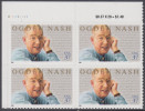 !a! USA Sc# 3659 MNH PLATEBLOCK (UL/V1111111) - Nash And Poems - Ungebraucht