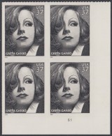 !a! USA Sc# 3943 MNH PLATEBLOCK (LR/S1) - Greta Garbo - Neufs