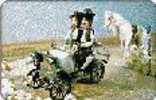 2001 Latvia - Advertising Phone Card. Artist At His Easel. Couple In Vintage Car. White Horse - Lettland