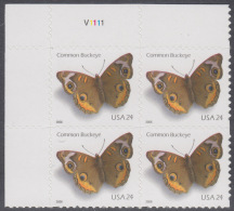 !a! USA Sc# 4001 MNH PLATEBLOCK (UL/V1111/a) - Common Buckeye Butterfly - Nuevos