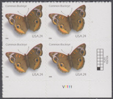 !a! USA Sc# 4001 MNH PLATEBLOCK (LR/V1111/a) - Common Buckeye Butterfly - Nuevos