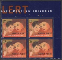 !a! USA Sc# 4031 MNH PLATEBLOCK (UR/V111111/a) - Amber Alert - Nuovi