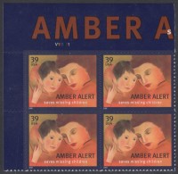 !a! USA Sc# 4031 MNH PLATEBLOCK (UL/V111111/a) - Amber Alert - Nuevos