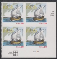 !a! USA Sc# 4073 MNH PLATEBLOCK (LR/P111111/a) - Champlain's Survey 400th Anniversary - Nuevos