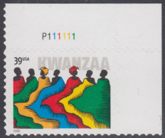 !a! USA Sc# 4119 MNH SINGLE From Upper Right Corner W/ Plate-# (UR/P111111) - Kwanzaa - Nuevos