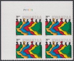 !a! USA Sc# 4119 MNH PLATEBLOCK (UL/P111111) - Kwanzaa - Nuevos