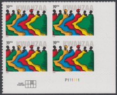 !a! USA Sc# 4119 MNH PLATEBLOCK (LR/P111111) - Kwanzaa - Nuevos