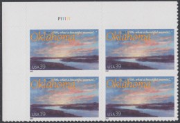 !a! USA Sc# 4121 MNH PLATEBLOCK (UL/P11111/a) - Oklahoma Centennial - Nuovi