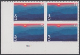 !a! USA Sc# C140 MNH PLATEBLOCK (LL/P11111) - Great Smokey Mountains - 3b. 1961-... Ungebraucht