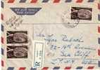 YU049 /  JUGOSLAWIEN -  Luftposbrief T 50 Din 3x, Einschreiben USA 1958 - Covers & Documents