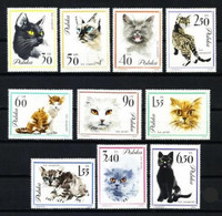 POLONIA 1964 SERIE DE FAUNA GATOS YVERT Nº 1332/41 - Nuevos