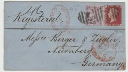 GBV097 / Einschreiben 1871, Six Pence/One Penny, Nach  Nürnberg - Cartas & Documentos