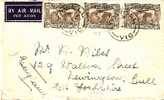 AUS198 /  Australien - Air Mail Service 6 D.(3x)Stawell(Vic.)-Engla Nd 1935 - Storia Postale