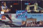 4 Telecartes En Puzzle CARDEX 1995 MAASTRICHT (3) ACMI * MEMPHIS - LONDON - SAN FRANCISCO - BERLIN * BRANDENBURGER TOR - Other & Unclassified