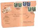 3629)raccomandata Con 4x25c + 2x1.25£ Imperiale Da Taormina A Termini Imerese Il 4-10-1944 - Poststempel