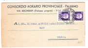 3765)lettera Con 2x50c Imperiale Da Palermo A Ciminna Il 14-12-1944 - Poststempel