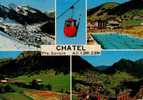 CPSM. CHATEL. VILLAGE SAVOYARD ET STATION CLASSEE PISCINE. TENNIS ET LE VILLAGE. - Châtel