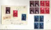 BIT  3 Rois 1930   305-307**/*  Blocs De 4 Charnière  2 Met Plakker  En Roest  Et Devant De Lettre  Cote 150 € - Unused Stamps