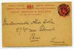 GRANDE BRETAGNE / ENTIER POSTAL / CARTE  POUR LA FRANCE / 1907  NORWOOD S.E. / STATIONERY - Luftpost & Aerogramme