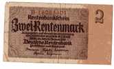 BILLET ALLEMAGNE - P.174 - 1937 - 2 RENTENMARK - 2 Rentenmark