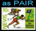 NEVIS 1982, Scouting Running 30c, Ovpt.SPECIMEN PAIR     [muestra,Muster,spécimen,saggio] - St.Kitts And Nevis ( 1983-...)