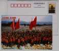 River Dyke Restoration,soldier,flag,China 2003 Weinan Flood Control And Rescue Victims Advertising Pre-stamped Card - Wasser