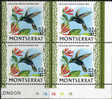 MONTSERRAT 1974, Bird /2c On $1/ Hummingbird Colibri Antillean Crested ERROR:shift Ovpt.4-BLOCK CORNER - Montserrat