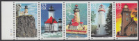 !a! USA Sc# 2973a MNH BOOKLET-PANE(5) W/ Left Margin & Plate-# - Lighthouses - 1981-...