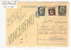 12729)intero Postale Vinceremo Con  5c  + 30c + 15c Imperiale  Da Adrano A Catania  Il 16-1-1945 - Marcofilía