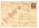 12750)intero Postale Vinceremo Con 30c Imperiale + 2x15c Amm Lire Annullati Da Tropea A Catania Il 3-3-1944 - Marcofilie