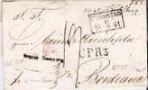 Nor005a/- NORWEGEN -  Brief,  Christiania 1841, Strömstad, Franco Hamburg Nach Bordeaux - ...-1855 Prefilatelia