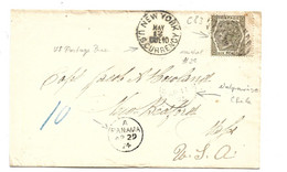 BD090/ Victoria (Mi.Nr.  39 Used In Chile)) Valparaiso  B.P.O. Via Panama/NY, Due 10 C. - Covers & Documents