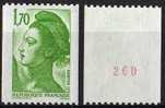 ROULETTE Avec N° ROUGE:  "LIBERTE" N° 2321a - 1,70f Vert. - Coil Stamps