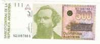 500 Australes     "ARGENTINE"     UNC     Ble 2 - Argentinië