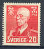 Sweden 1943 Mi. 297 Du King Gustaf  3-sided Perf €11,- MH - Neufs