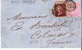 GBV169/ Nummernstempel 15 Auf 1 + 4 Pence N. Colmar/Elsass 1859 - Lettres & Documents