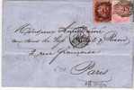 GBV172/ Nummernstempel 45 Auf 1 D + 4 D 1861 Nach Paris - Lettres & Documents