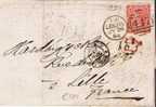 GBV176/ Leeds-Lille 1864 Mit Michel 19 II B - Covers & Documents