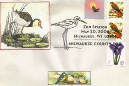 USA. Faucon Crécerelle Américain & Aigrette Blanche. Cachet Du Zoo De Milwaukee. Wisconsin. - Cartas & Documentos
