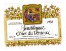 ETIQUETTE DE VIN - COTES DU VENTOUX - 1988 - GOUSTILEYANT - LETTRINE G - Côtes Du Ventoux