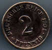 Rare! Allemagne 2 Pfennig 1904 J Tb/ttb - 2 Pfennig