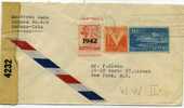 1942 Air Mail Letter To USA  Censored - Brieven En Documenten