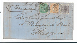 IB070/  INDIEN - Bombay, 3 Farben 1867, Tarif 6 Anas, 8 Pies Nach Schottland - 1858-79 Compagnie Des Indes & Gouvernement De La Reine